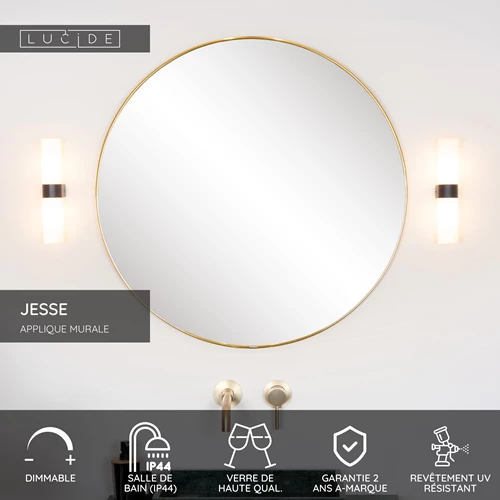 Lucide JESSE - Applique murale Salle de bains - 2xG9 - IP44 - Noir - USP